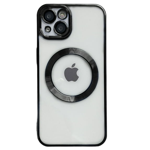 Jiahe Cover For iPhone 14 Pro Case Soft TPU Plating Bumper Shockproof Magnetic MagSafe with Lens Protection Clear Back Cover,Black
