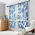 thumbnail image 2 of Yayeee Window Curtains Set of 2 for Living Room Light Filtering 63"x42", Blue Floral Pattern, 2 of 7