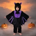thumbnail image 5 of KAUOD Halloween Bat Onesie Boys Girls Kids Bat Wings Fleece Hood Fuzzy Ears Zipper Jumpsuit Halloween Outfit Birthday Party Onesie, 5 of 5