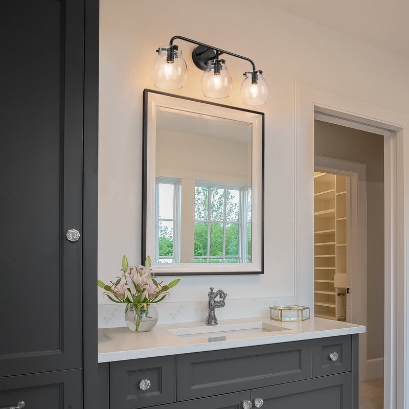LNC 22-in 3-Light Matte Black LED Transitional Vanity Light Bar for Bathroom