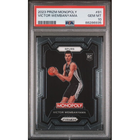 Graded 2023 Panini Prizm Monopoly Victor Wembanyama #81 Rookie RC Basketball Card PSA 10 Gem Mint