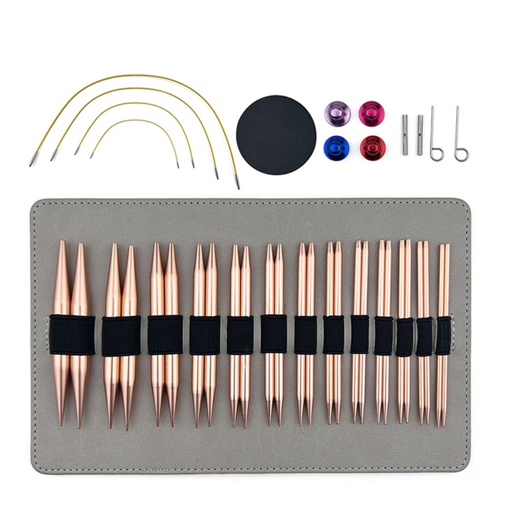 13Pairs Interchangeable Circular Knitting Needle Set 3.0mm-10mm Aluminum Circular Knitting Needle Set with Leather Case