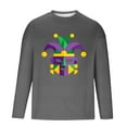 thumbnail image 4 of Men's Mardi Gras Mask Print Long Sleeve T-Shirt Slim Fit Round Neck Leisure Tops, 4 of 4