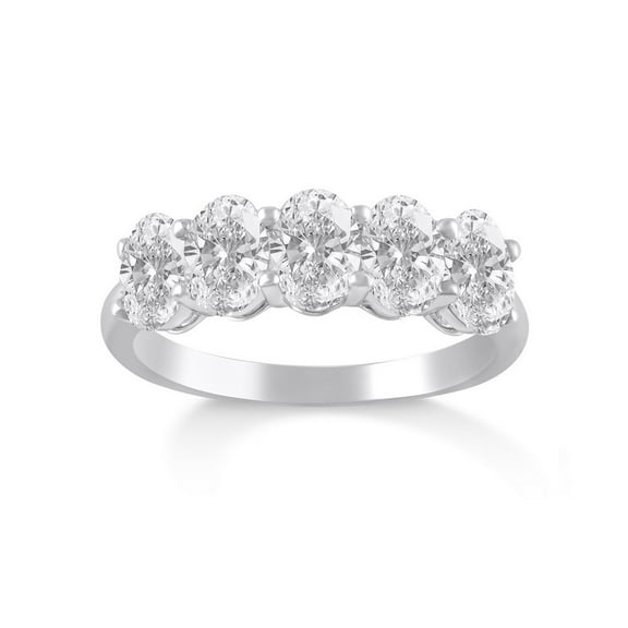ARAIYA FINE JEWELRY 2 CT. T.W Oval Shape Lab Gorow Diamond Five Stone Anniversary Band Ring Size 5 in 14K White Gold