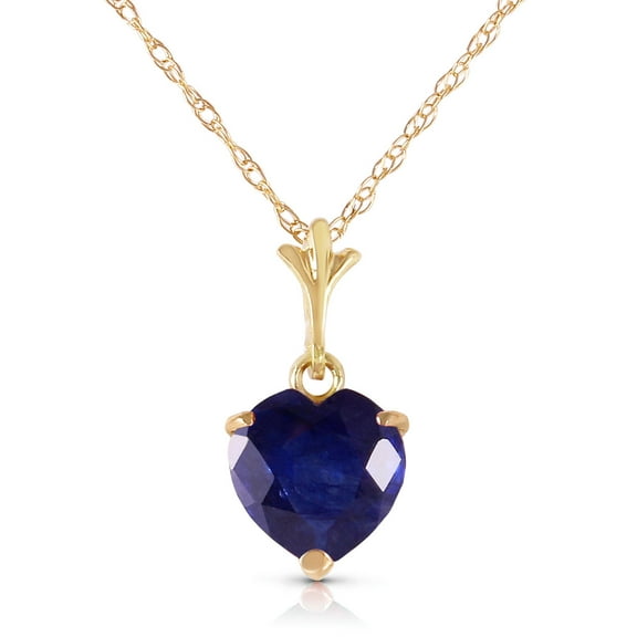 Galaxy Gold 14k 20" Solid Yellow Gold Heart-shaped Natural 1.55 Carat Sapphire Pendant Necklace