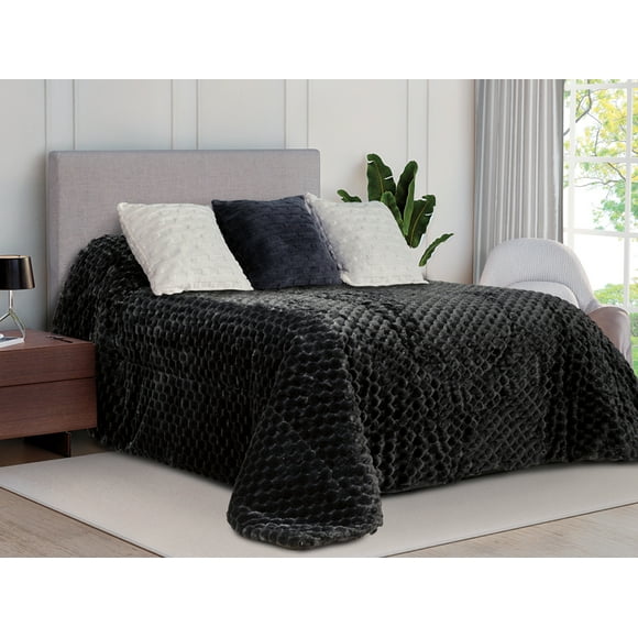Cobertor Estambul de Flannel Negro King Size Dormireal