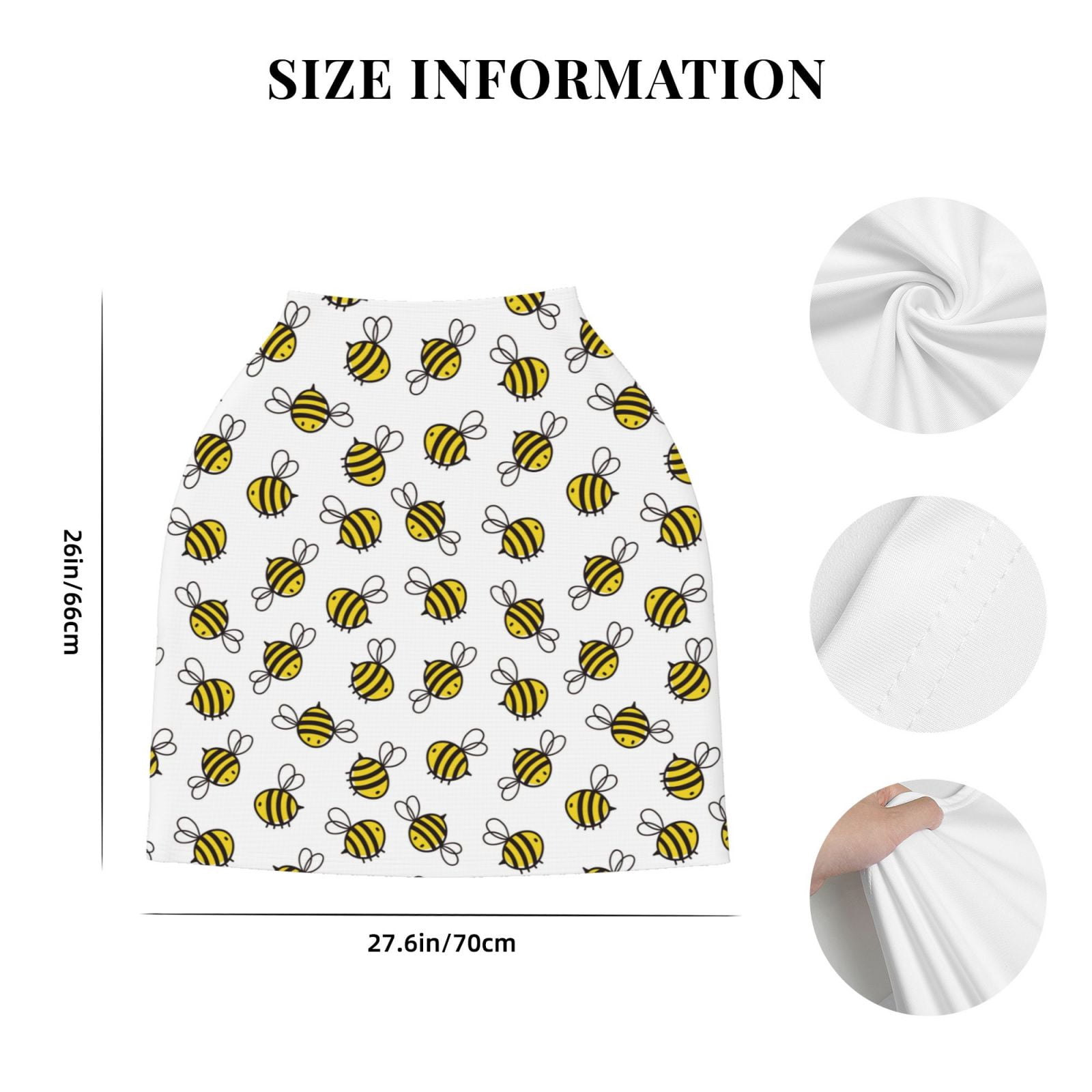 Fotbe Cute Little Bee Pattern Car Seat Covers for Babies, Nursing Breastfeeding Cover Infant Carseat Canopy, Soft Stretchy Carrier Cover