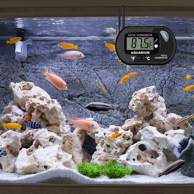 MELIFE Accurate Digital Aquarium Thermometer, LCD Digital Fish Tank  Thermometer with 2 Suction Cups, Probe and Battery, Fish Aquarium  Thermometer for