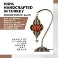 thumbnail image 3 of DEMMEX Authentic Turkish Lamp, Made in Turkey, Turkish Moroccan Mosaic Table Bedside Lamp, 100% Handcrafted, Antique Brass Color Metal Body and Decorated Metal Base, Gooseneck, 15" (Multicolored), 3 of 8