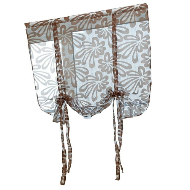 Cortina romana de gasa de poliéster jacquard para ventana 1 café 80x100cm