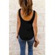 thumbnail image 1 of ABPHQTO Camiseta de tirantes cruzada con cuello en U de color negro liso para mujer, 1 of 5
