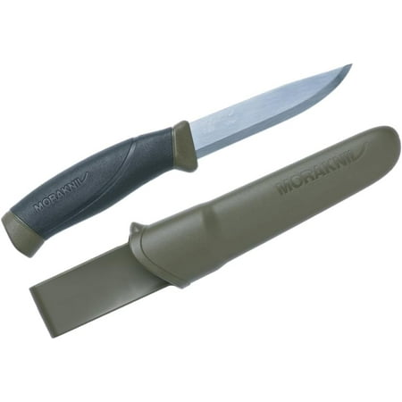 Companion Carbon Steel Fixed-Blade Knife with Sheath 4.1 Inch Military Green