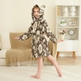 thumbnail image 4 of FORMRS Niños Bathrobe Unisex Hooded Robe Soft Plush Pajamas Sleepwear, Size 2-3T, Brown Floral, 4 of 7