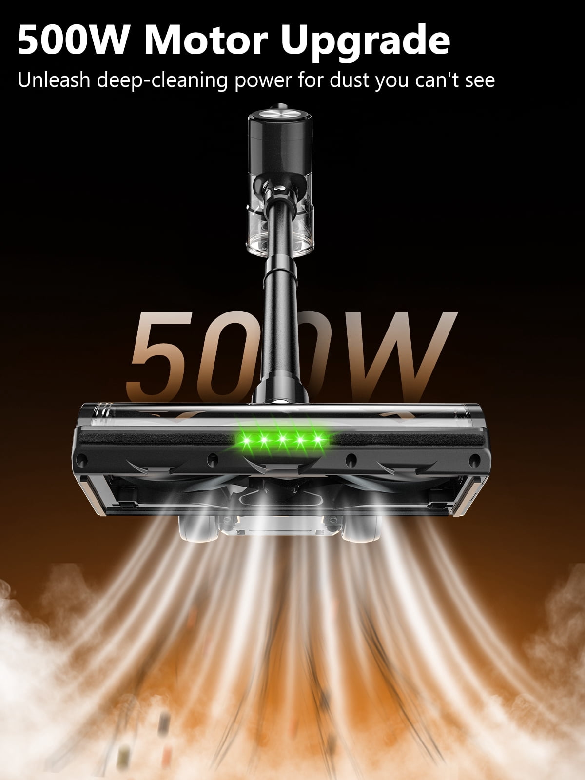 H28 Cordless Stick Vacuum Cleaner, 500W Brushless Motor, Self-Standing, Wall Charging, 55 Min Runtime, Lightweight for Hard Floors & Carpets, Black