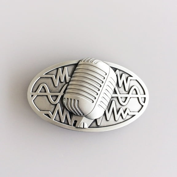 Vintage Microphone Music Oval Belt Buckle Boucle de Ceinture