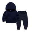 thumbnail image 2 of XXWXYD Baby Solid Color Hoodie and Sweatpants Set, Fleec𝖾 Lined Warm Sweatshirt Outfit for Toddler Boys Girls, Fall Winter Cozy Clothes, 2 of 9