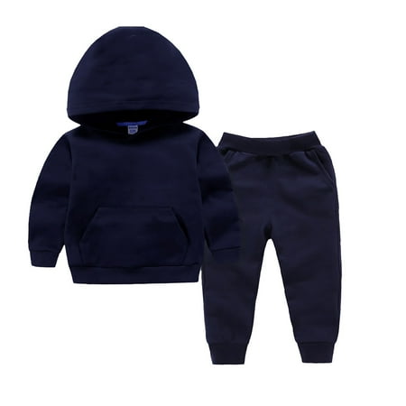 

TIREOW Trendy Hoodies Outfits for Children s Boys Girls Spring Autumn Solid Color Long Sleeved Round Neck Cotton Hooded Sweater 2PC Sports Warm Comfortable Suit Outdoor Thermal Clothes