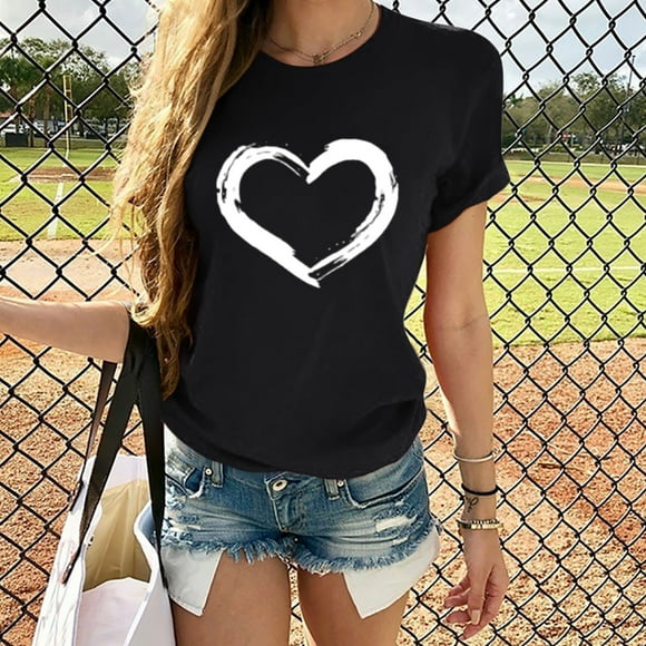 Outfmvch Valentines Day Shirts Women Valentines Sweater Women Valentines Shirts For Women Matching Shirts For Couples Blouse Valentines Day Short Sleeve T Shirt Love Shirts Tops Gifts Black Xl