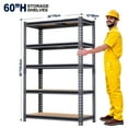 thumbnail image 7 of ZEUKMXOO 2400LBS Garage Shelving Unit, 60"H*27.5"W*11.8"D Adjustable Storage Shelves, 5-Tier Heavy Duty Shelf Rack for Basment, Garage, Pantry, Warehouse, Kitchen, 7 of 7