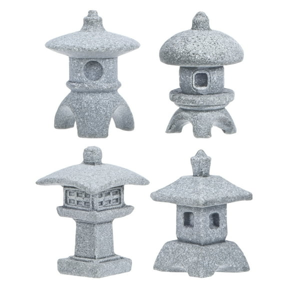 Uxcell 1 Set Miniature Lantern Pagoda Statues, Sandstone Tiny Home Landscape Accessories Japanese Decor  Mini Chinese Pagoda for Aquarium/Fish Tank