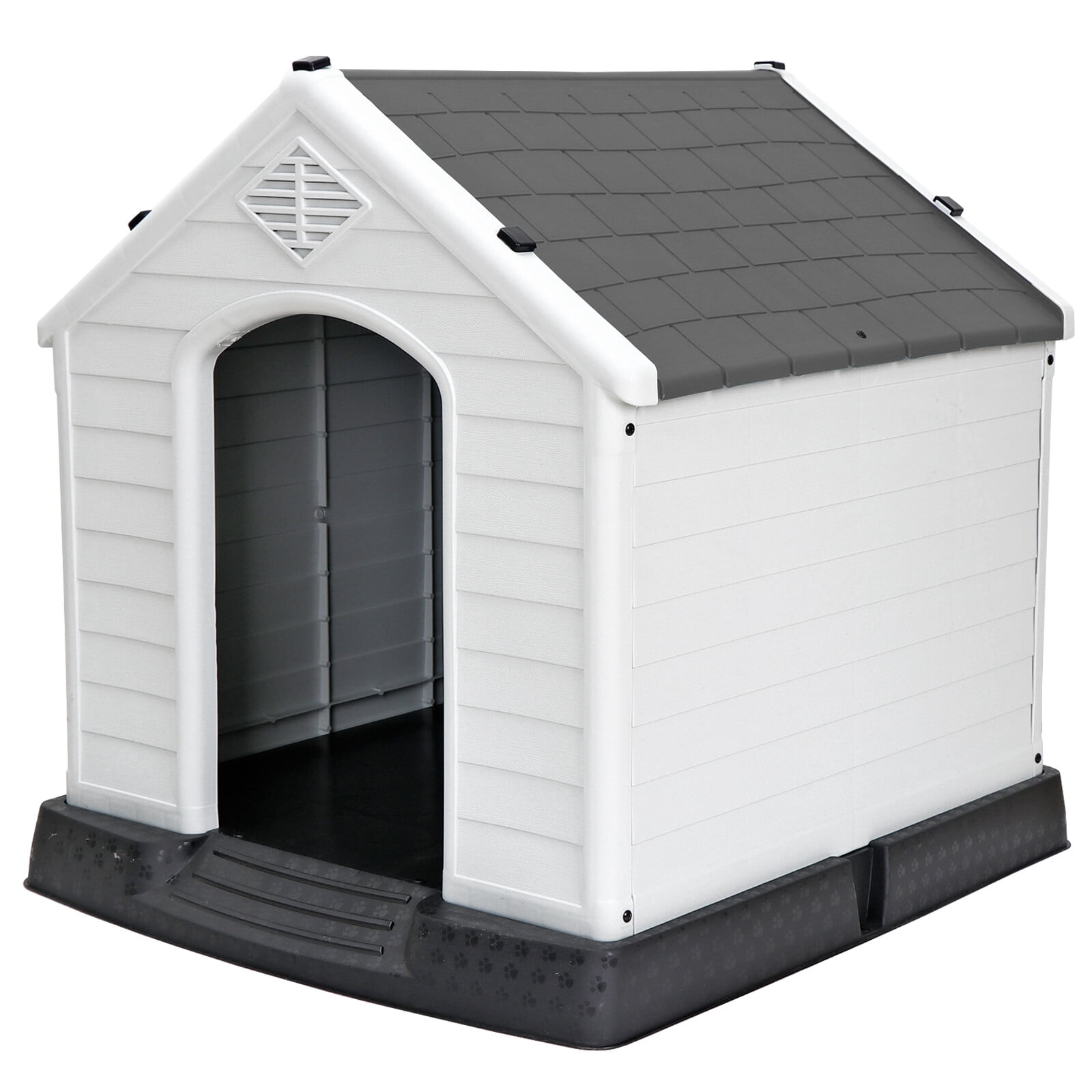 ZENSTYLE Dog House Comfortable Cool Shelter Plastic Design For Small to Medium Sized Indoor Outdoor Gray