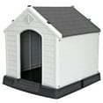 thumbnail image 7 of ZENY Plastic Indoor Outdoor Dog House Medium Pet Doghouse White, Gray Roof, 7 of 7