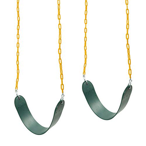 Barcaloo - Columpio para patio de juegos con cadena recubierta de plástico, paquete de 2 - Juego de columpios para exteriores para gimnasio Barcaloo 688941049670