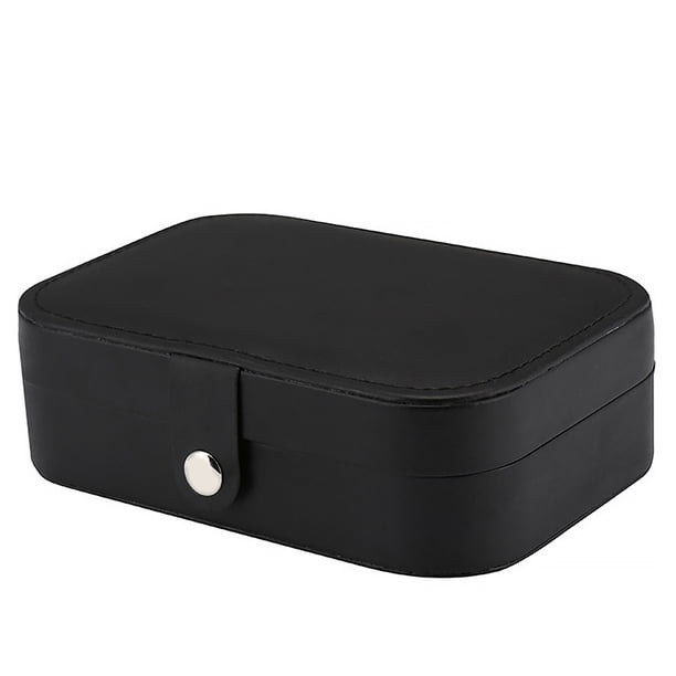 Inteprter Caja de almacenamiento de joyas portátil, organizador antiarañazos, estuche de gran capacidad, cajas de viaje, aniversario, Almacenamiento y organización del hogar Negro
