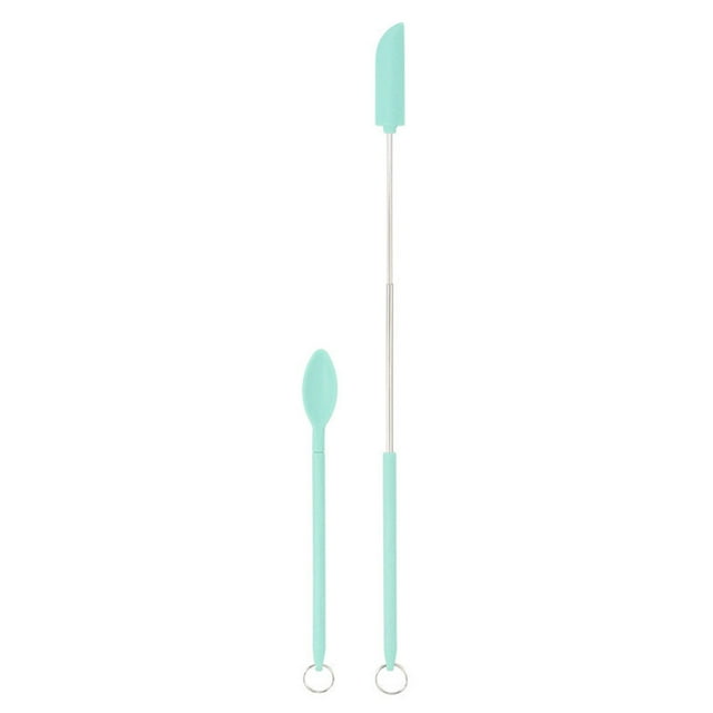 Ensemble de Spatules en Acier Inoxydable 2 Spatules et Cuillères Télescopiques en Silicone, Ensemble de Mini Spatules en Silicone Réutilisables, Petites Spatules en Silicone Multifonctions pour la Cuisine et la Beauté