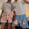 thumbnail image 3 of Pijama de elefante de dibujos animados para hombre y mujer, ropa de dormir bonita y divertida, conjunto de dos piezas para parejas, verano, 2023, 3 of 4