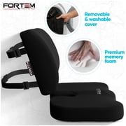FORTEM Seat Cushion, Office Chair Cushion, Lumbar Support Pillow for Office Chair, Memory Foam Car Seat Cushions, Sciatica Coccyx Tailbone Pain Relief, Cushions for Back Support, Washable, Non Slip