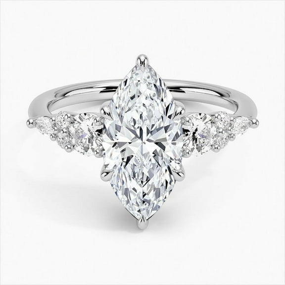 2 Ct Marquise Cut Lab Created Diamond Engagement Ring 14k White Gold Over Diamond Wedding Ring