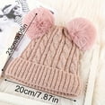 thumbnail image 3 of YOPTOP Bonnet en Tricot Doublé de Peluche avec Pompons Doubles - Chapeau d'Hiver Extensible et Chaud pour Femmes, Rouge, 3 of 7