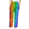 thumbnail image 3 of Uemuo Glitter Rainbow Pattern Women's Wide Leg Palazzo Lounge Pants with Pockets Light Weight Loose Comfy Casual Pajama Pants-X-Large, 3 of 9