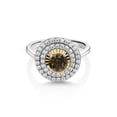 thumbnail image 2 of Gem Stone King 925 Silver and 10K Yellow Gold Ring Smoky Quartz Moissanite (0.87 Cttw), 2 of 6
