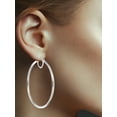 thumbnail image 3 of Simone I. Smith Sterling Silver Platinum Tone High Polished Large Round Hoop Earrings, 3 of 5