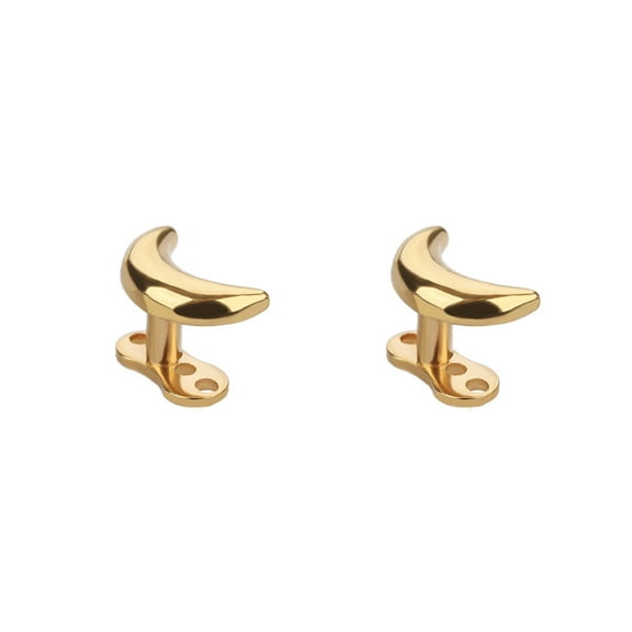 Gold 2Pcs Crescent Moon Dermal Anchor Tops and Base Grade 23 Titanium Internally Threaded Dermal Microdermals Piercing Studs for Women Girls Men 14G