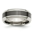 thumbnail image 1 of Solid Stainless Steel Base Black Ceramic Center Beveled Wedding Band Ring Size 12.5, 1 of 7