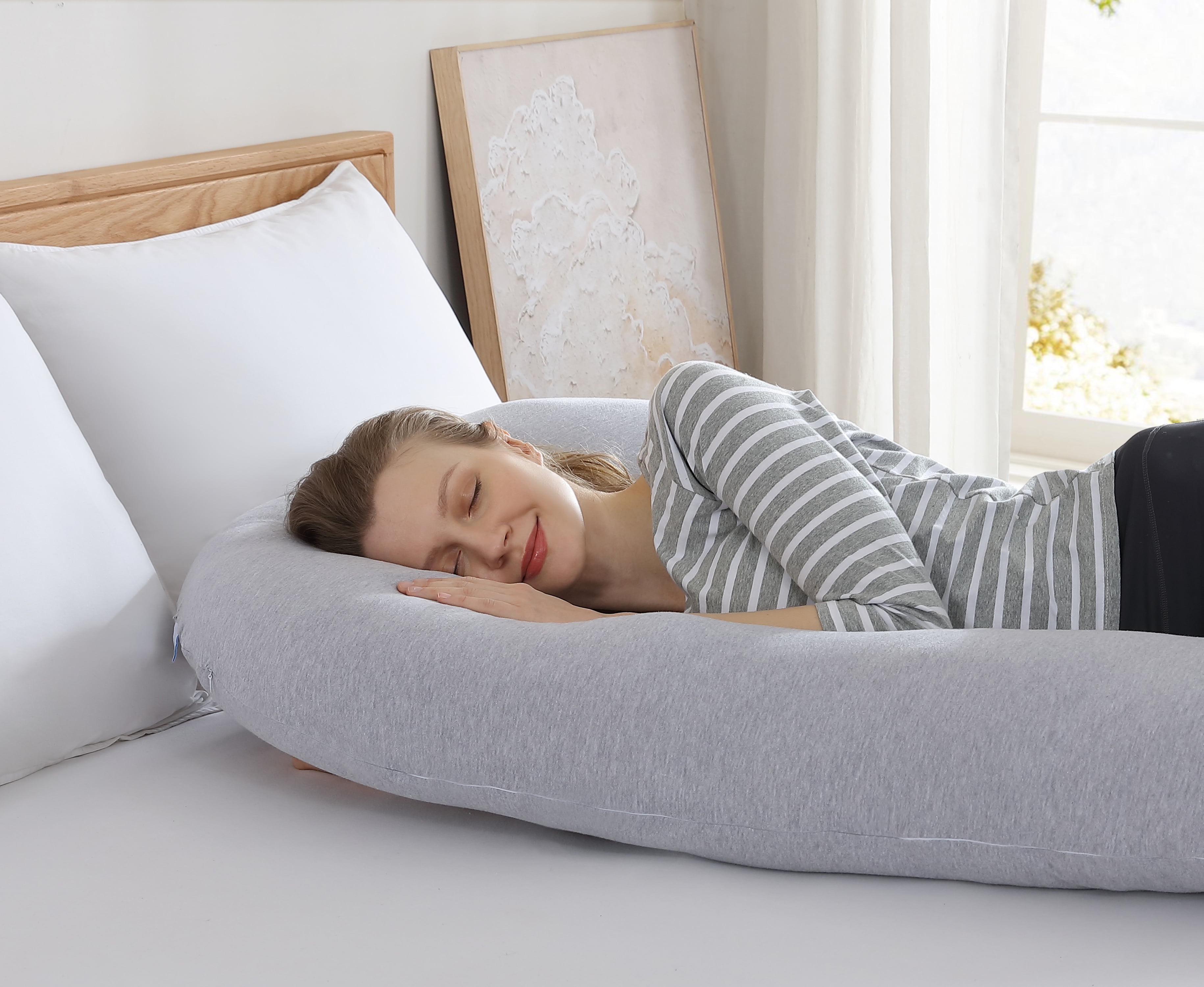 PharMeDoc Pregnancy Pillow C-Shape Body Pillow with Removable Cover, Body Pillow for Sleeping
