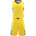thumbnail image 1 of Men's Basketball Jerseys and Shorts Team Uniforms with Pockets Tracksuit Uniforms yellow—7XL, 1 of 5