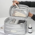 thumbnail image 2 of Open-Top Tote Makeup Bag, Large Capacity Travel Cosmetic Organizer with Multiple Compartments, Soft Fabric Design, 2 of 8