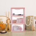 thumbnail image 4 of QJUHUNG Clear Plastic Desk Organizer with 3 Drawers - Pink, 4 of 6