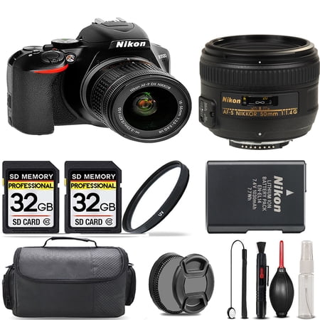 Nikon D3500 DSLR Camera with 18-55mm Lens + 50mm f/1.4G Lens + UV Filter + 64GB + Handbag And More!