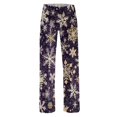 thumbnail image 5 of Women's Christmas Printed Plush Casual Pants with Drawstring Elastic Waist, Long Trousers for Home and Casual Wear, Comfortable Design,Dark Purple,2XL, 5 of 6