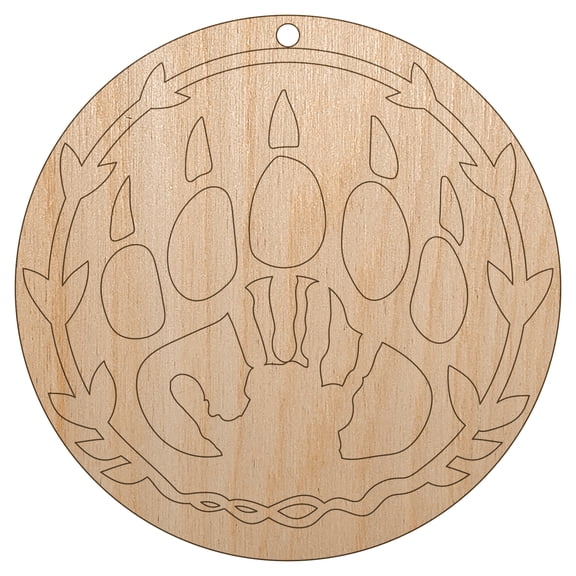 Druid Bear Claw Hand Print Wood Holiday Christmas Tree Ornament Unfinished DIY Pre-Drilled Craft
