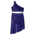 thumbnail image 3 of renvena Kids Girls Lyrical Dress Ballet Dance Ballroom Athletic Crop Tops with Skirt Shorts Navy Blue 16, 3 of 7