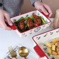 thumbnail image 4 of 1 Piece Ceramic Hand-painted Vegetable Plate Soup Plate Salad Plate Baking Rectangular Double Eared Thousand Layer Baking Pan, 4 of 7