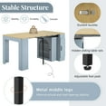 thumbnail image 5 of Euroco 59" Extendable Dining Table with 3 Removable Leaves for 4,Mobile Rolling Island Table with Power Outlet and Saving-Space Cabinet for Kitchen Living Room,Grey-Blue, 5 of 11