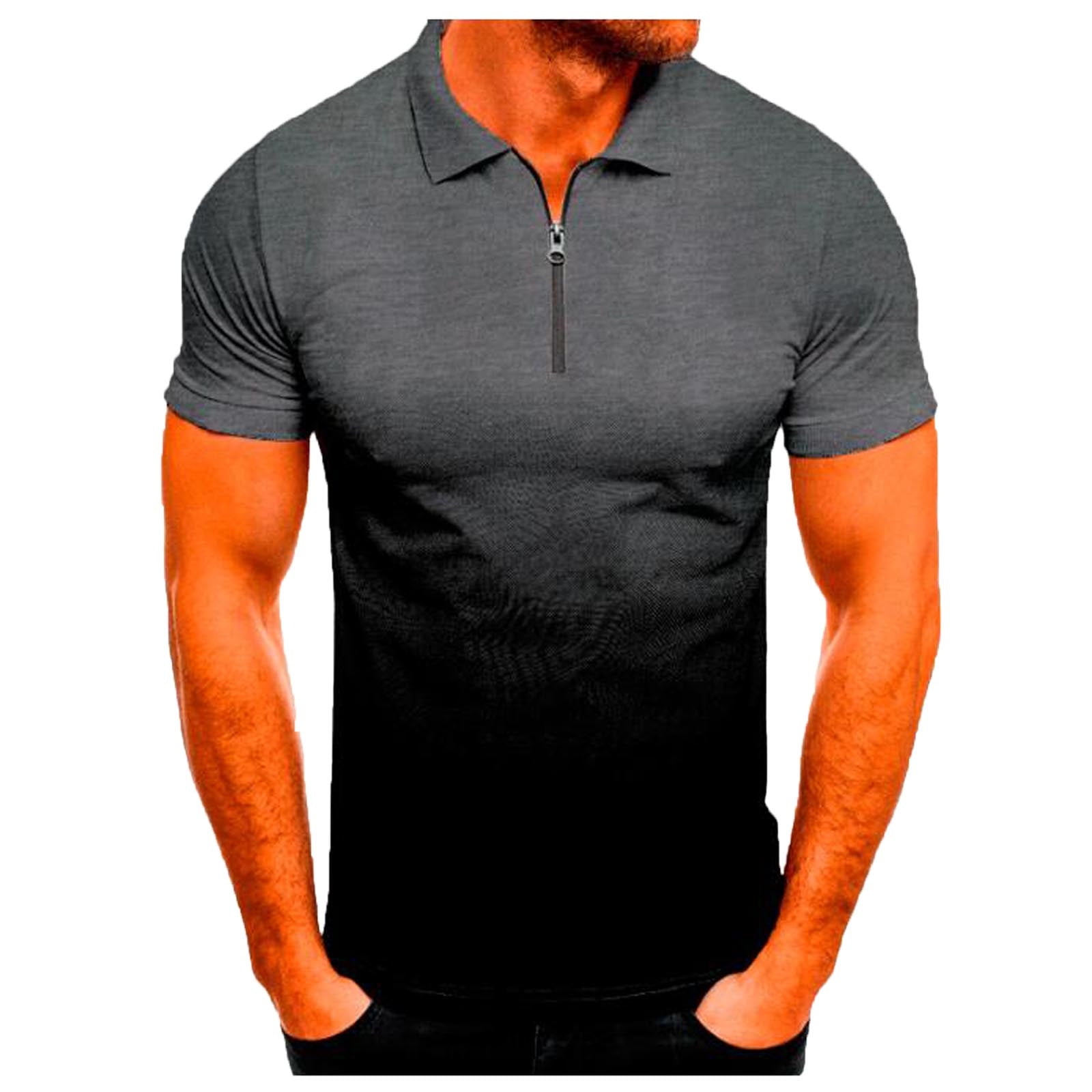 helpen Hoorzitting pint FITORON Casual T-Shirts for Men- Elegant Polo Shirt Tops Gradient Leisure  Top Pullover Short Sleeve Turn-Down Collar Jacket Black - Walmart.com