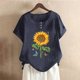 thumbnail image 3 of Camisas de Manga Corta para las Mujeres, Blusa de Botón de Impresión Casual con Cuello Redondo Hecha de Tela Suave Transpirable para Verano Primavera, Blusas de Manga Corta para las Mujeres, 3 of 4